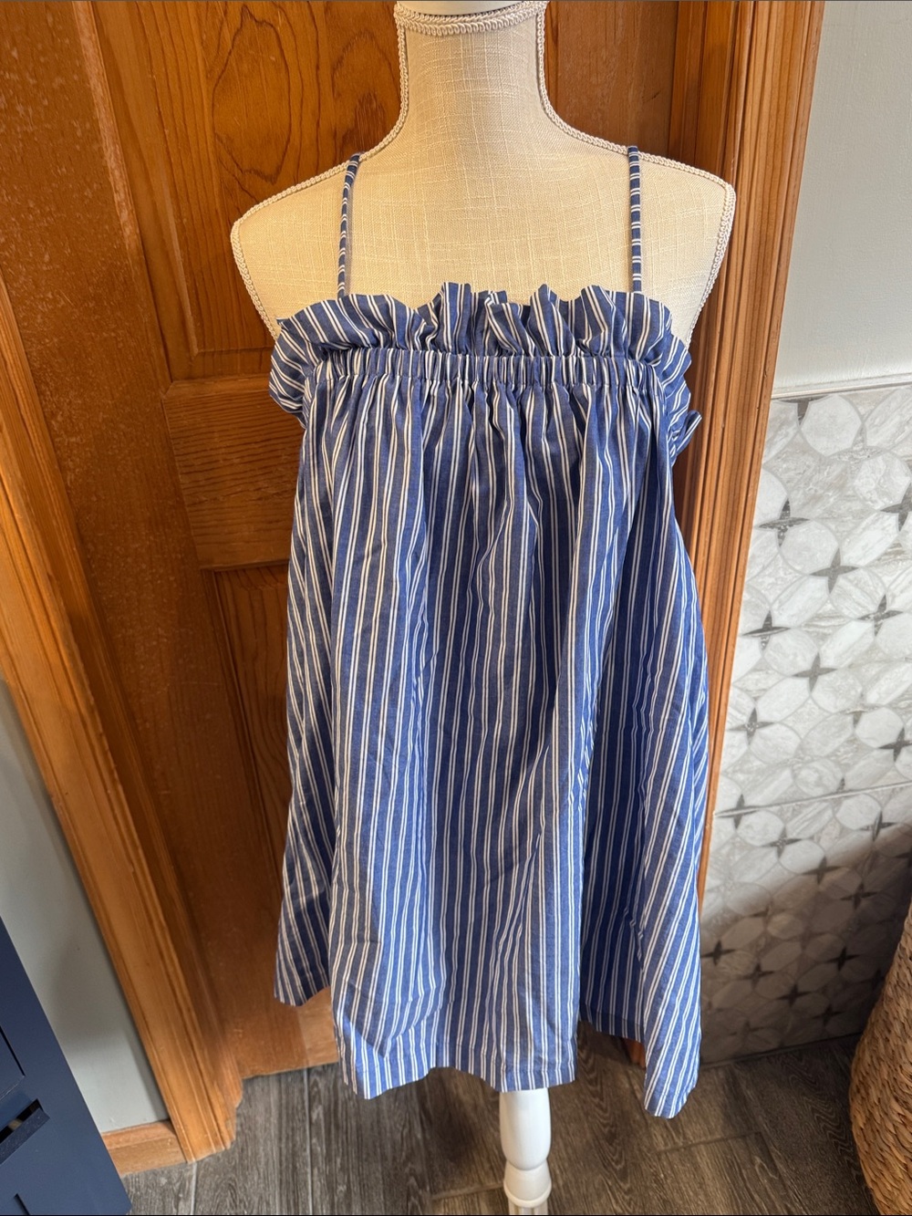 Buddy Love Blue and White Striped Spaghetti Strap Tunic